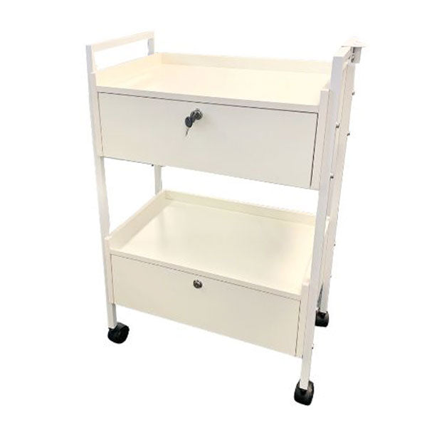 Two Tier Trolley - Double Drawer (Cream White)