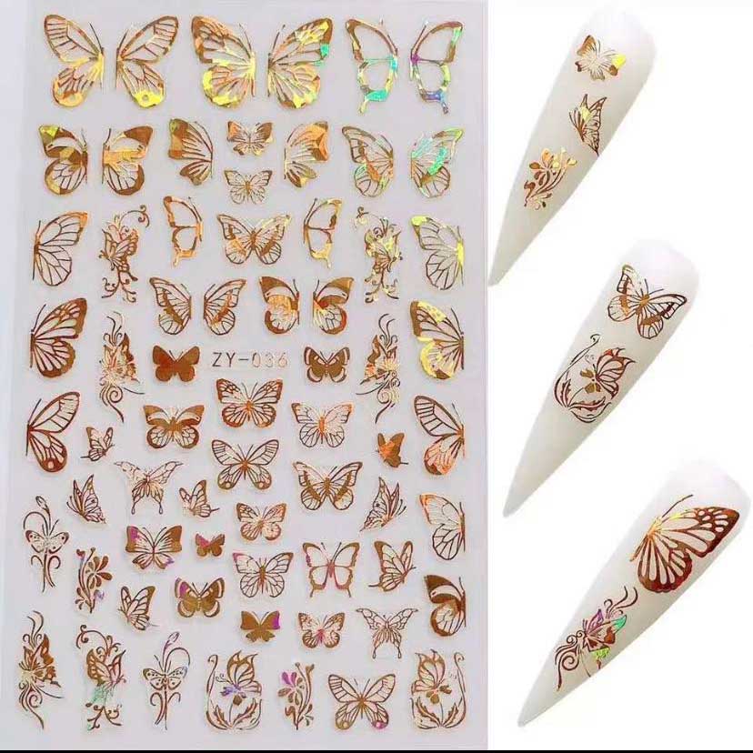 Gold Holographic Butterfly Stickers