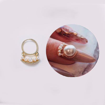 Nail Charms - Pearls on Pendant In Gold (1ps/pk)