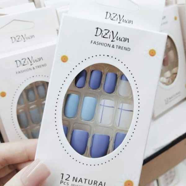 Stick On Nails 12pc - Two Toned Blues
